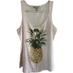 Banana Republic Pineapple Print Pink Tank Top - Size Small